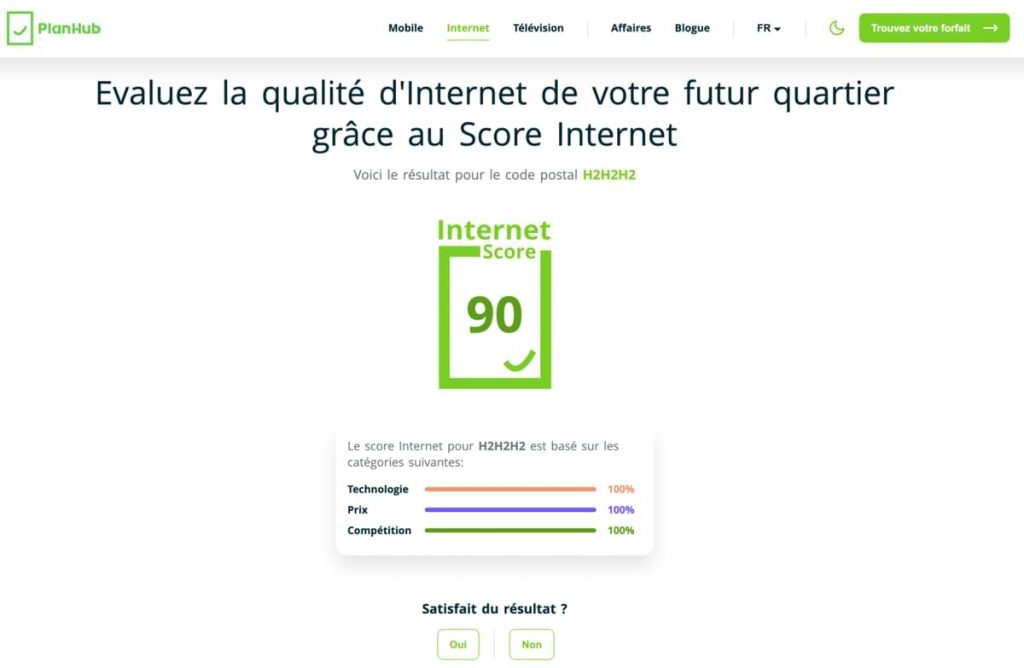 capture d'écran : Quelle est votre qualité d'internet