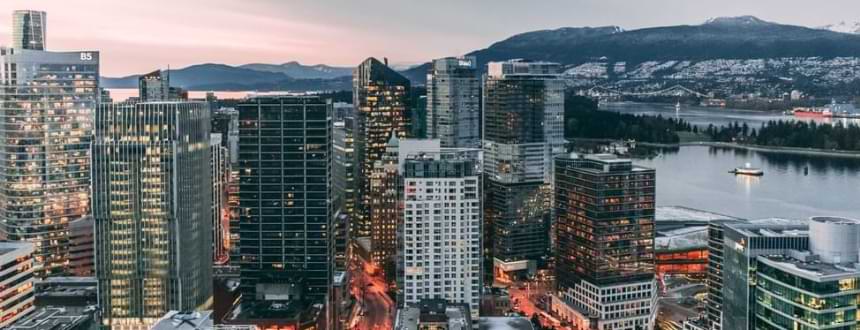 An image of the Vancouver skyline, where Fido owned by Rogers proudly serves the city