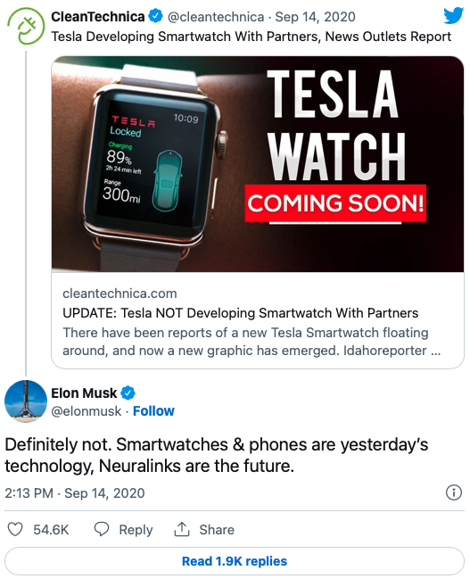 Tesla Cell Phone Tweet